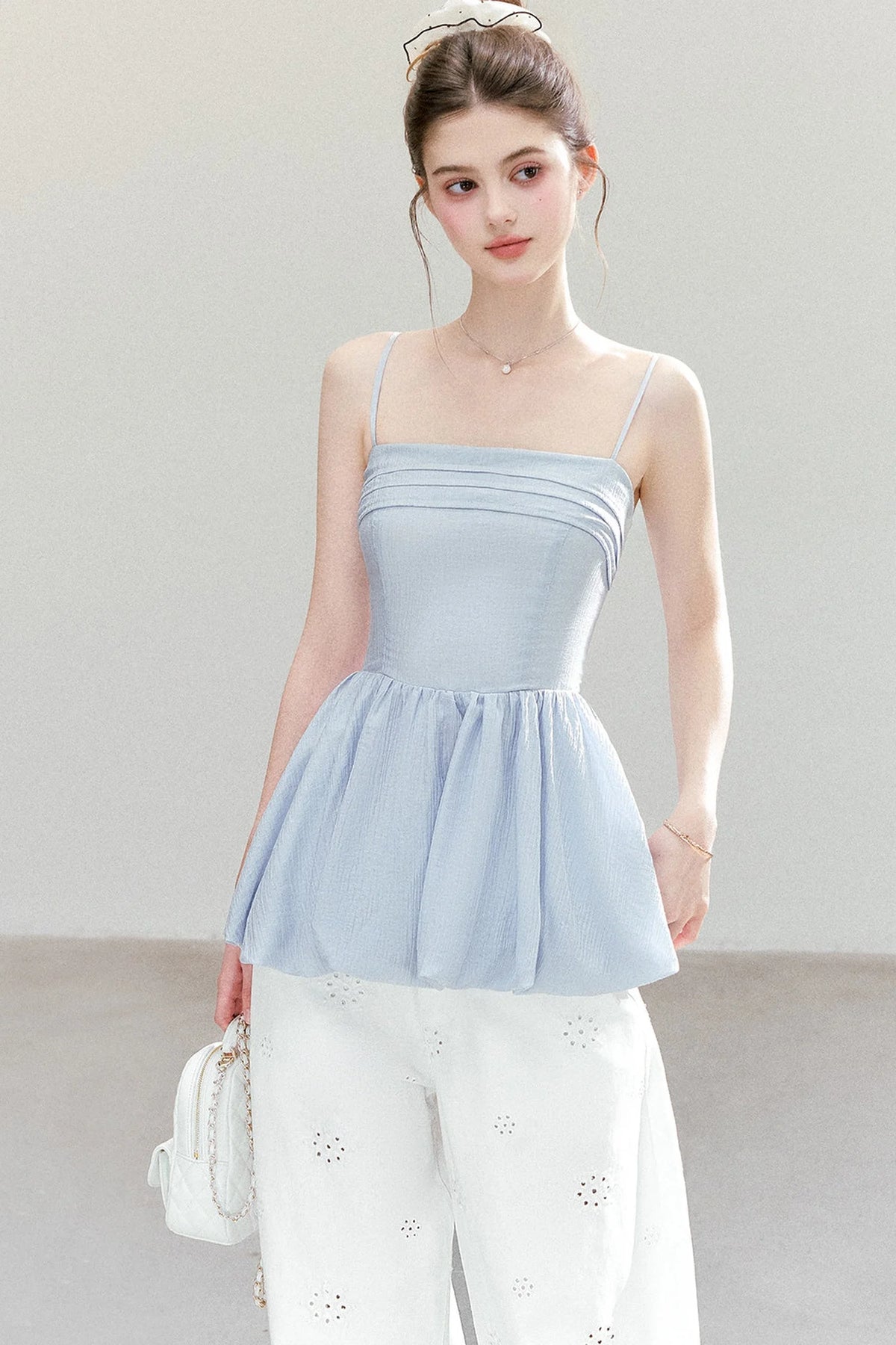Textured Pleated Hem Top