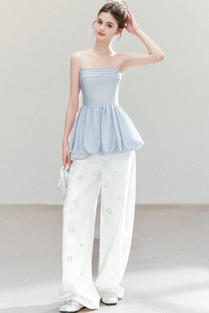 Textured Pleated Hem Top