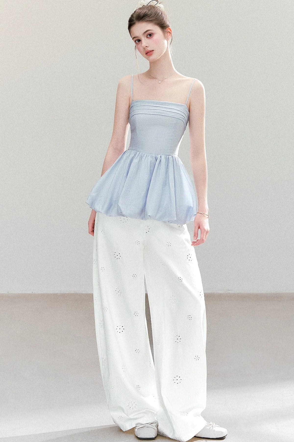 Textured Pleated Hem Top