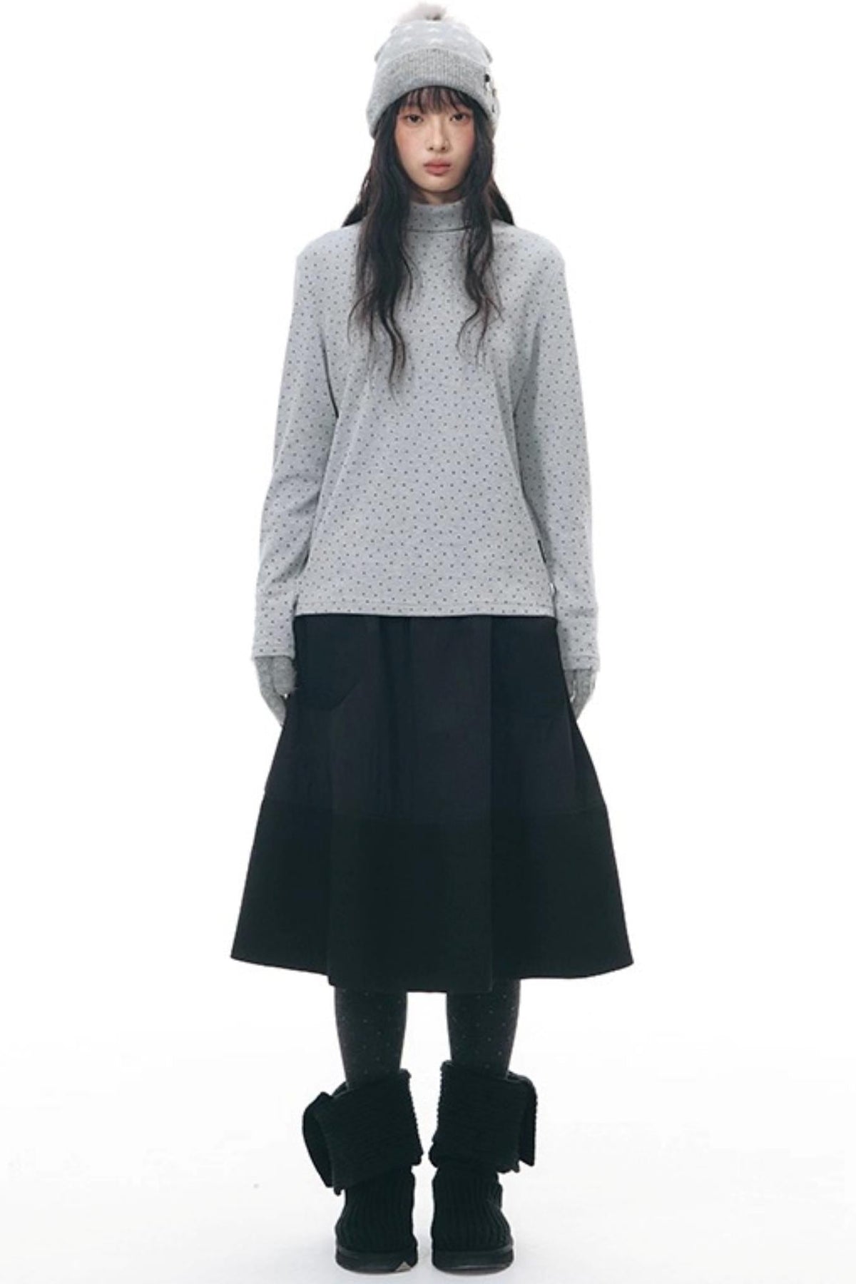 Textured Quilted A-Line Skirt