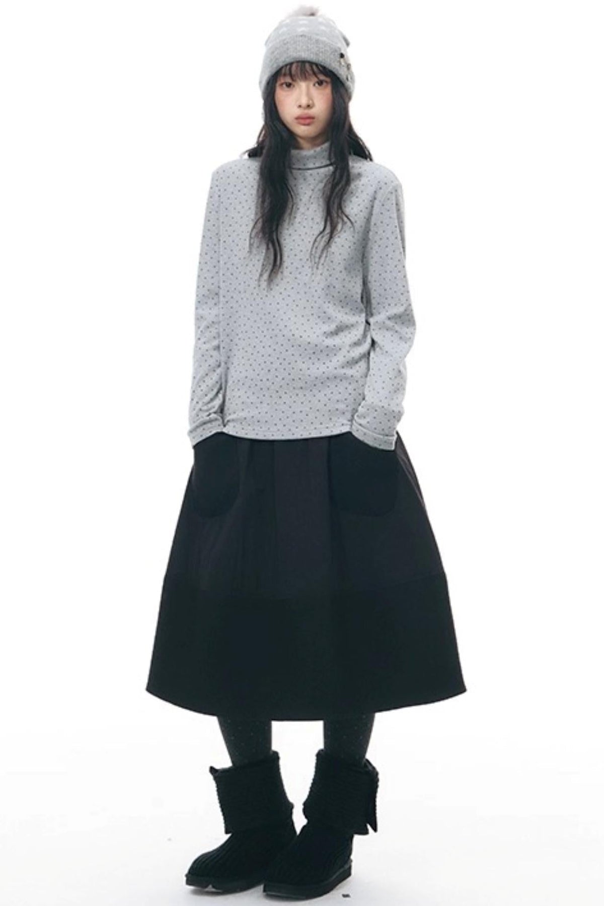 Textured Quilted A-Line Skirt