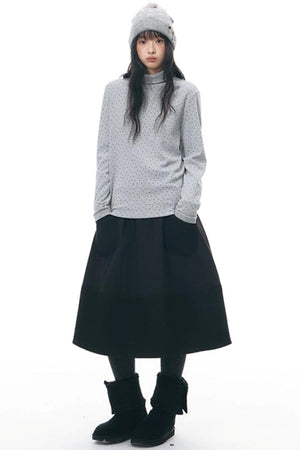 Textured Quilted A-Line Skirt