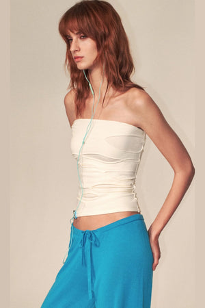 Textured Ripped Cut-Out Strapless Tube Top