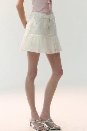 Textured Sheer Pleated Mini Skirt