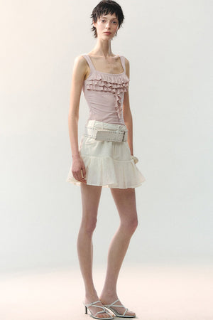 Textured Sheer Pleated Mini Skirt
