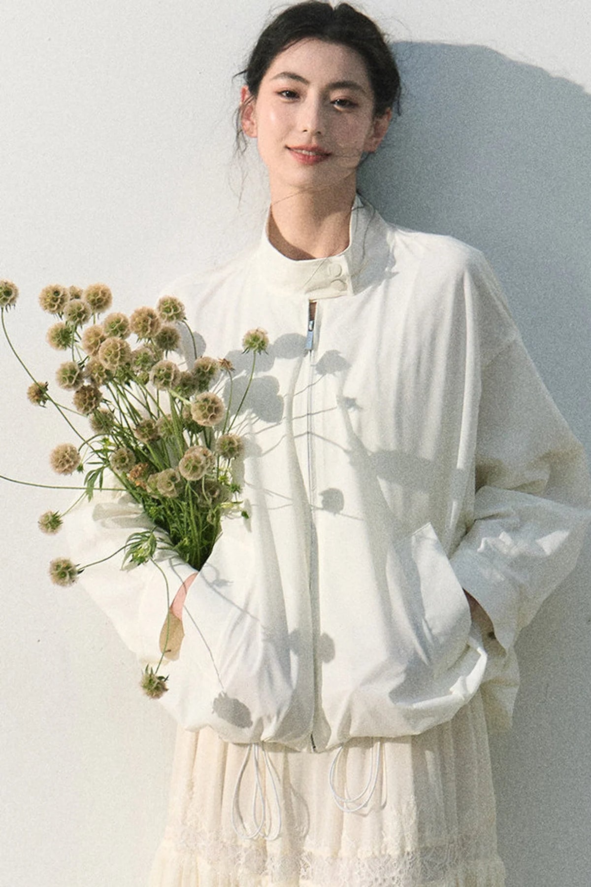 Textured Stand Collar Sun Jacket