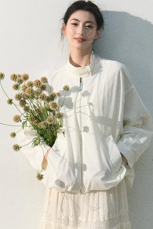 Textured Stand Collar Sun Jacket