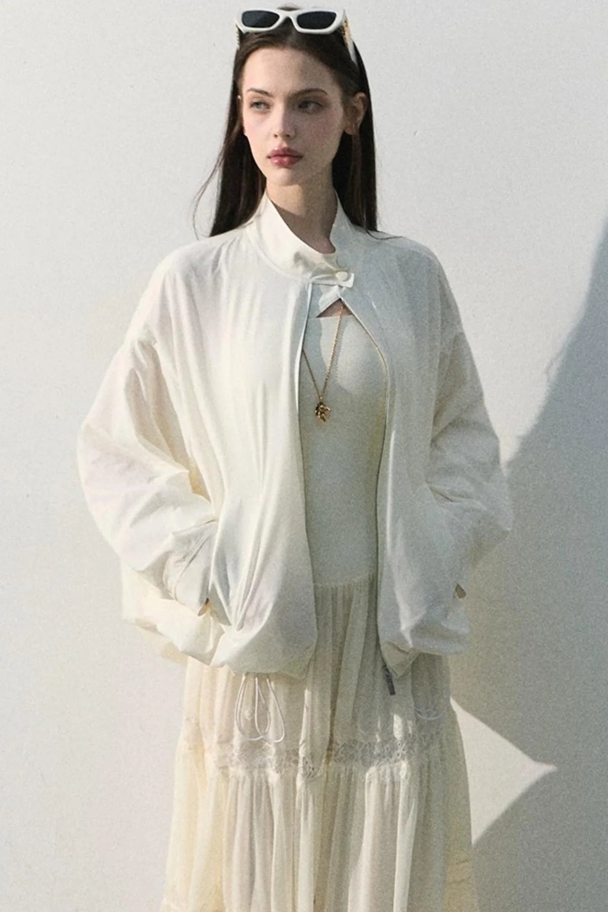 Textured Stand Collar Sun Jacket