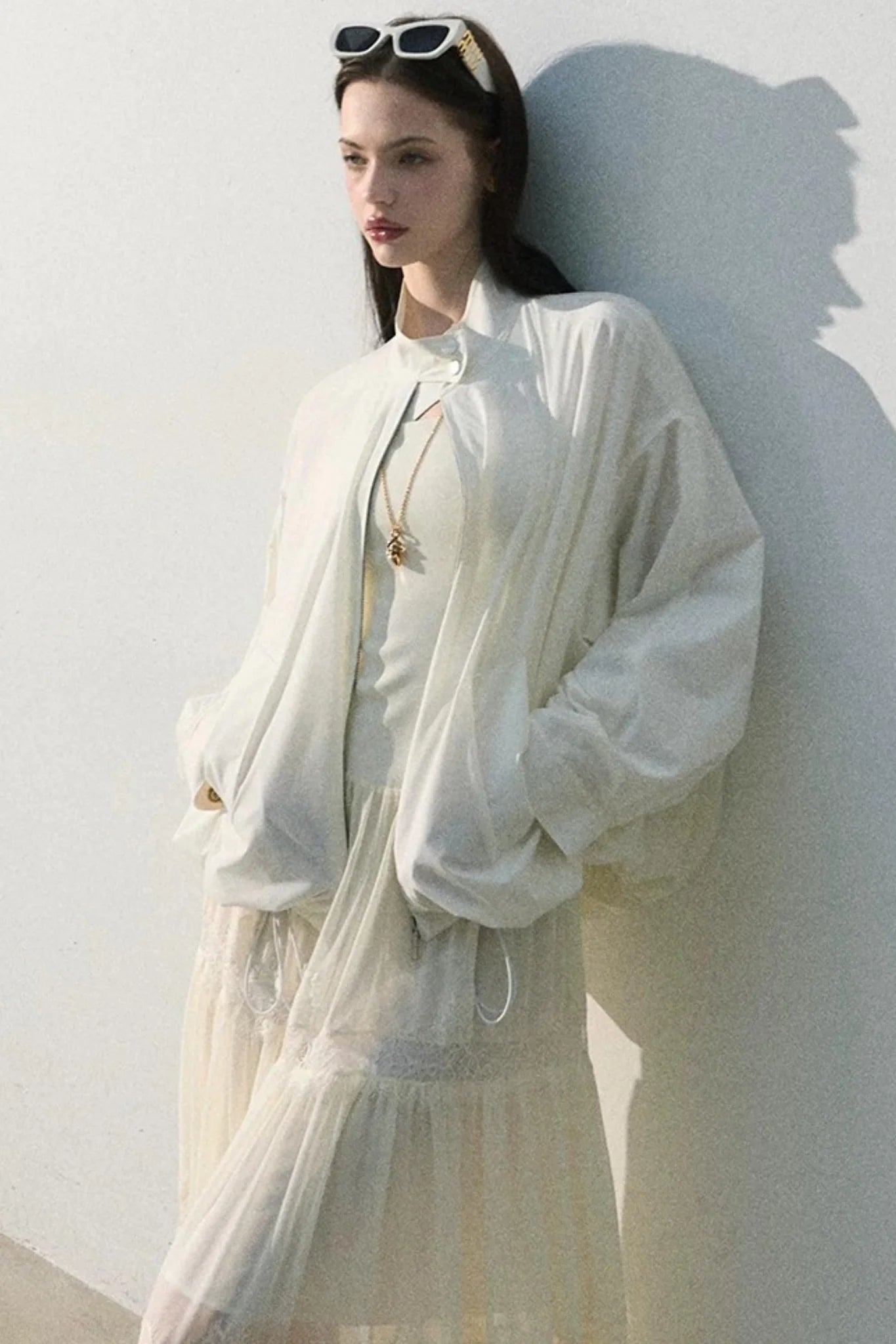 Textured Stand Collar Sun Jacket