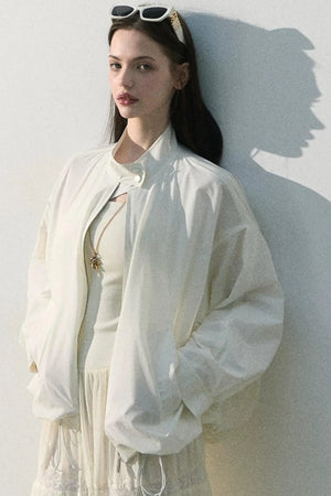 Textured Stand Collar Sun Jacket