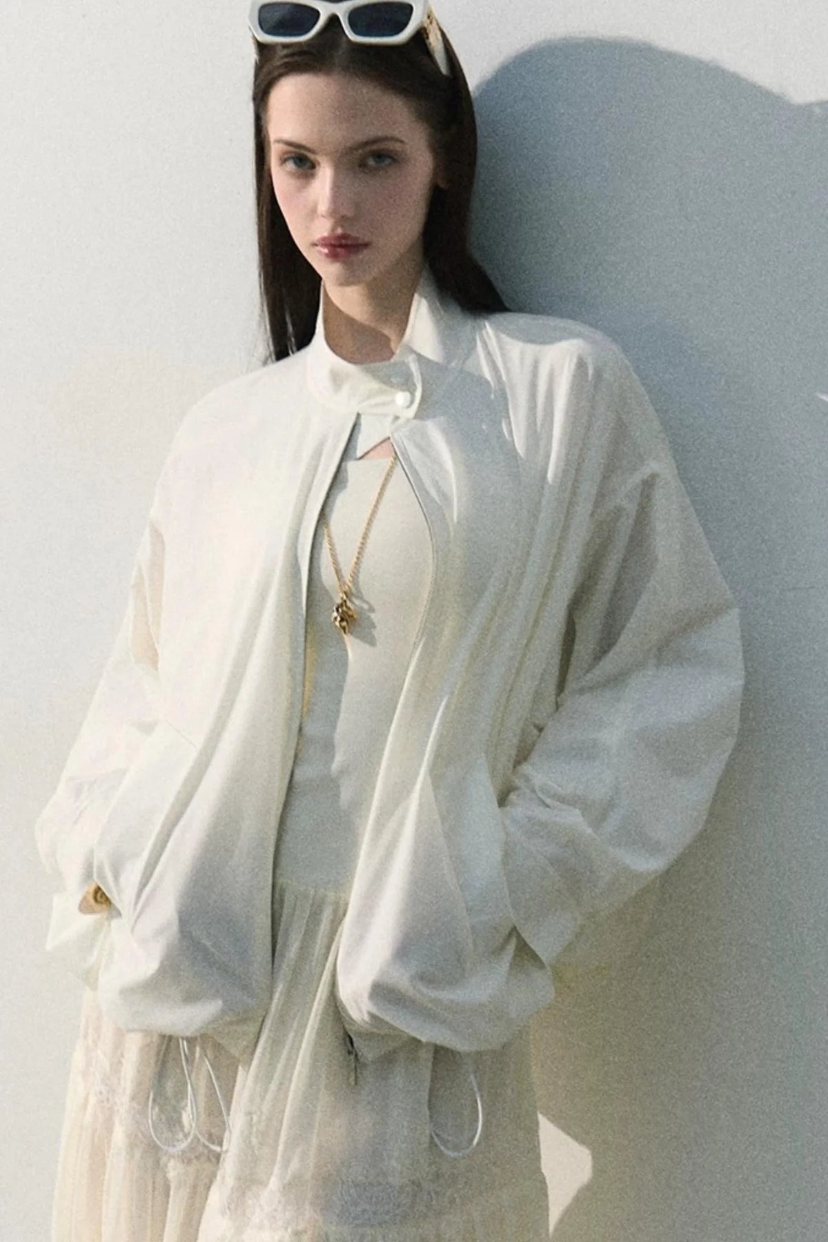 Textured Stand Collar Sun Jacket