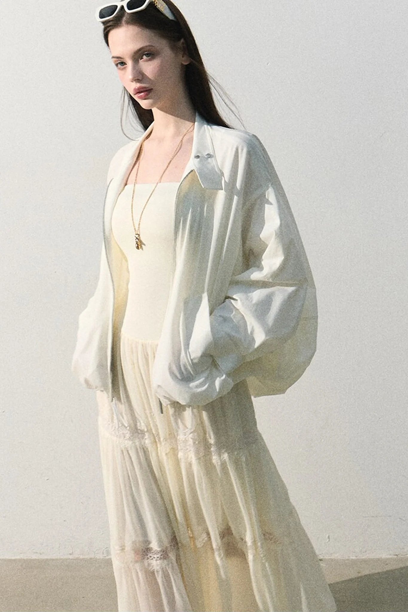 Textured Stand Collar Sun Jacket