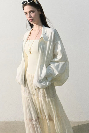 Textured Stand Collar Sun Jacket