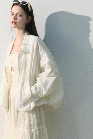 Textured Stand Collar Sun Jacket