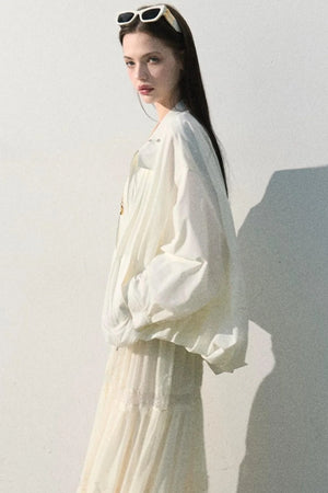 Textured Stand Collar Sun Jacket