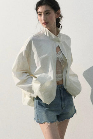 Textured Stand Collar Sun Jacket