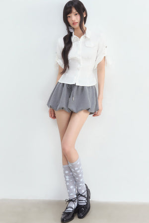 Textured White Double Pocket Shirt