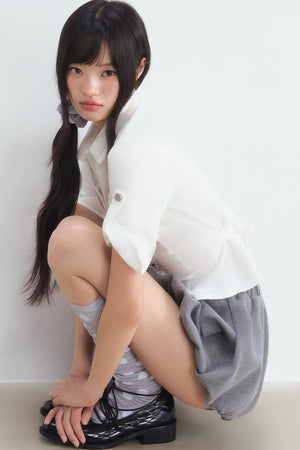 Textured White Double Pocket Shirt