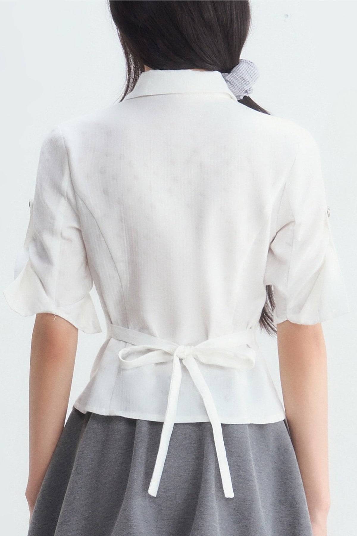 Textured White Double Pocket Shirt