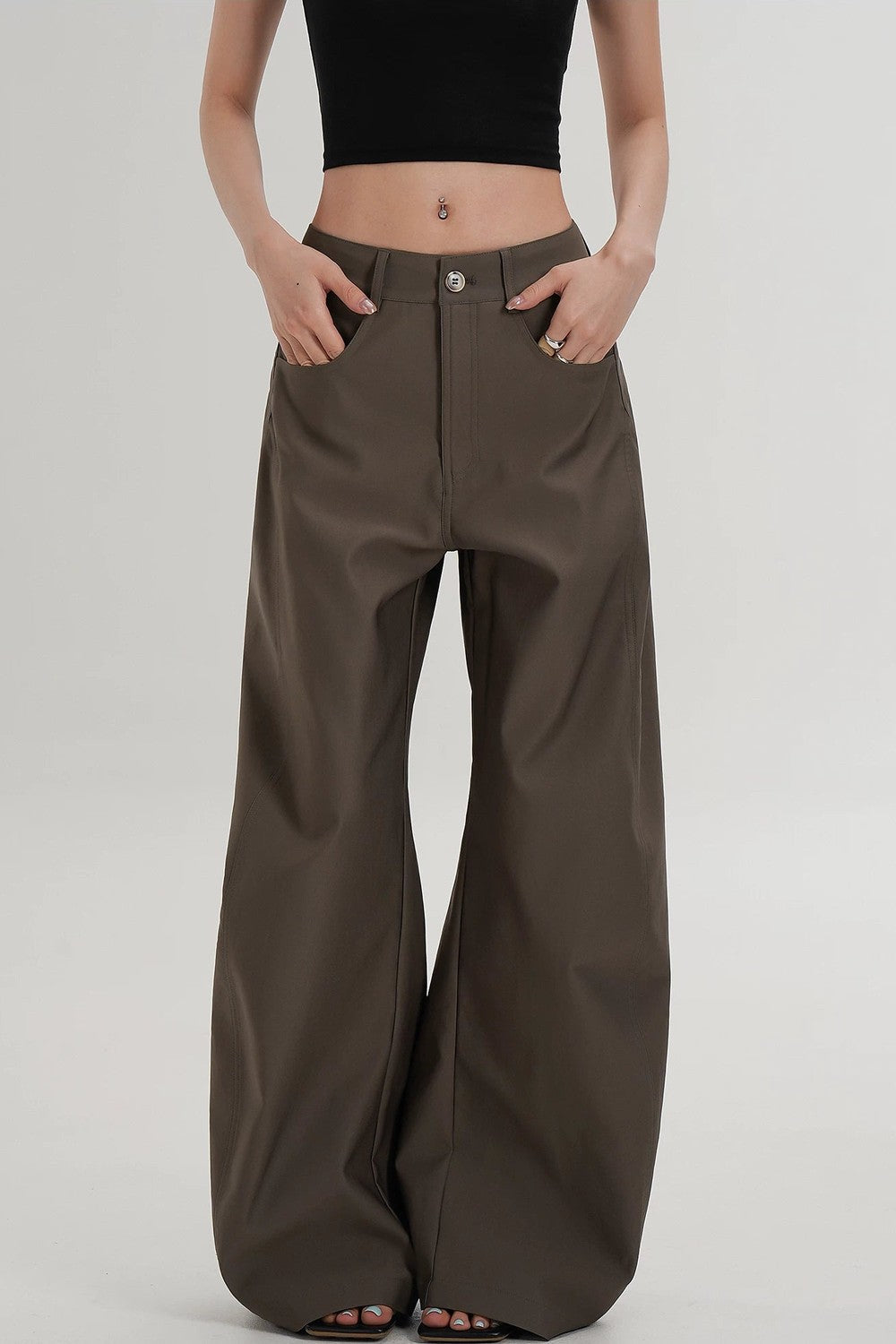 Textured Wide-Leg Scimitar Pants
