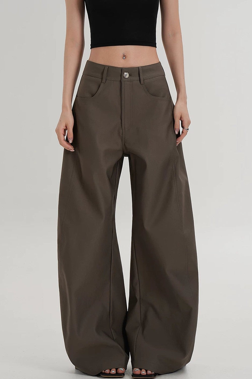 Textured Wide-Leg Scimitar Pants