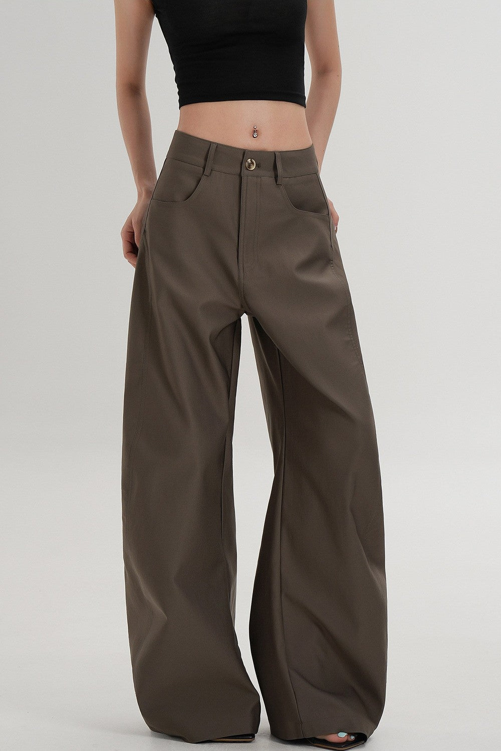 Textured Wide-Leg Scimitar Pants