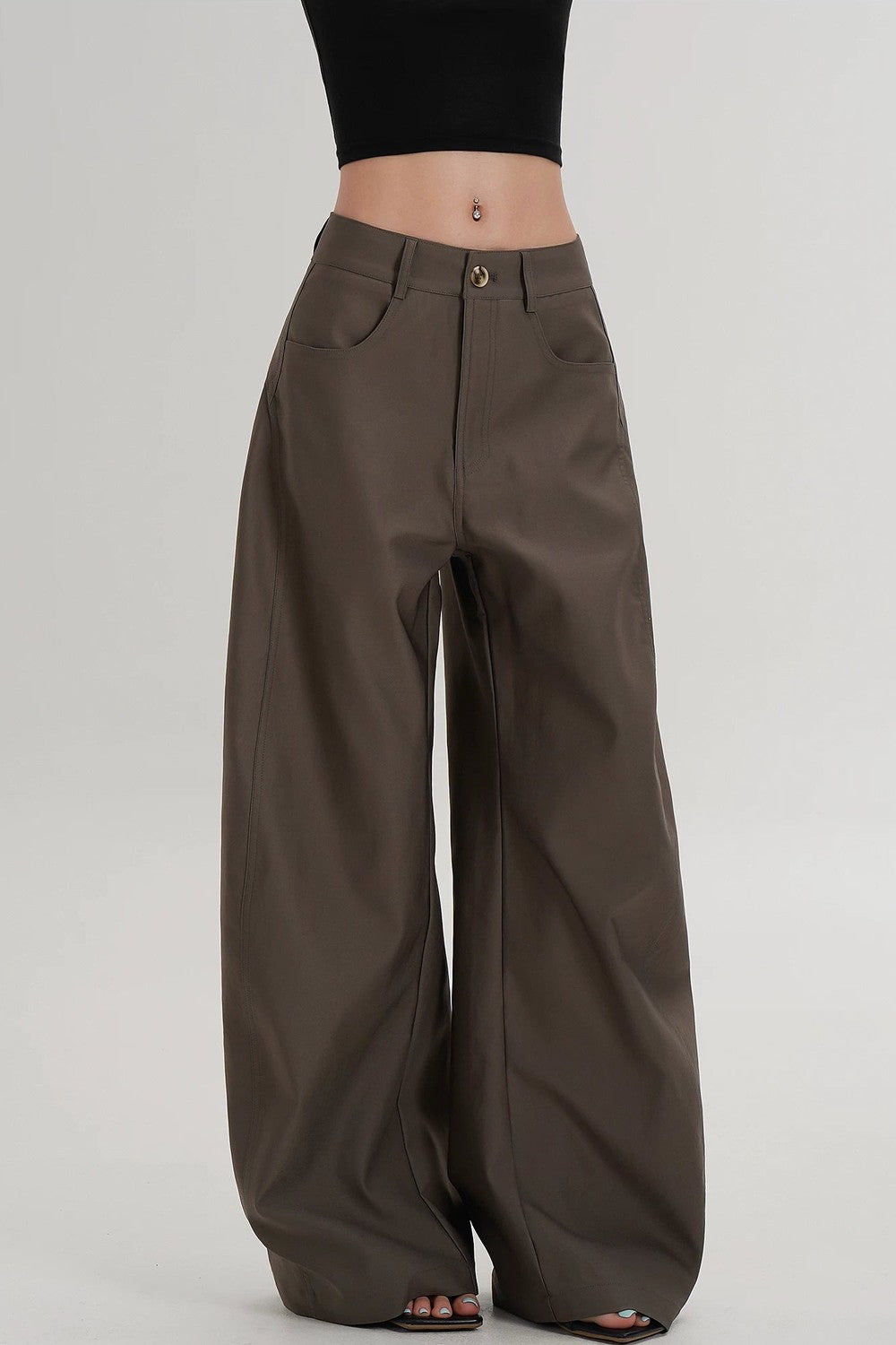Textured Wide-Leg Scimitar Pants