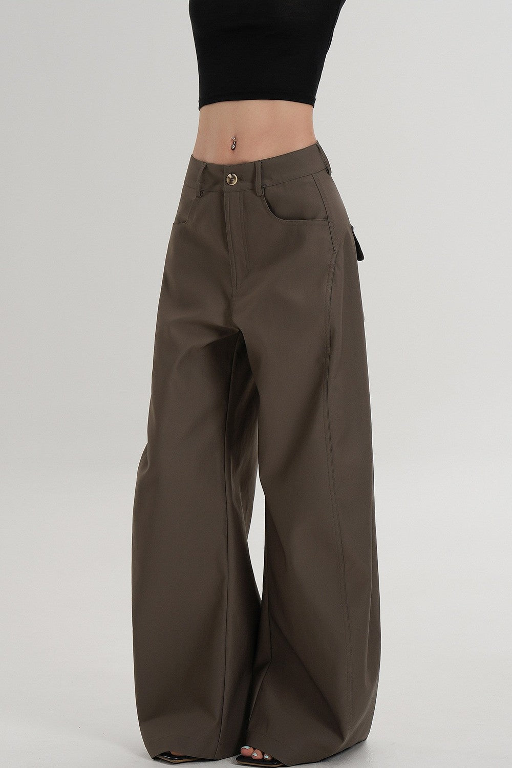 Textured Wide-Leg Scimitar Pants