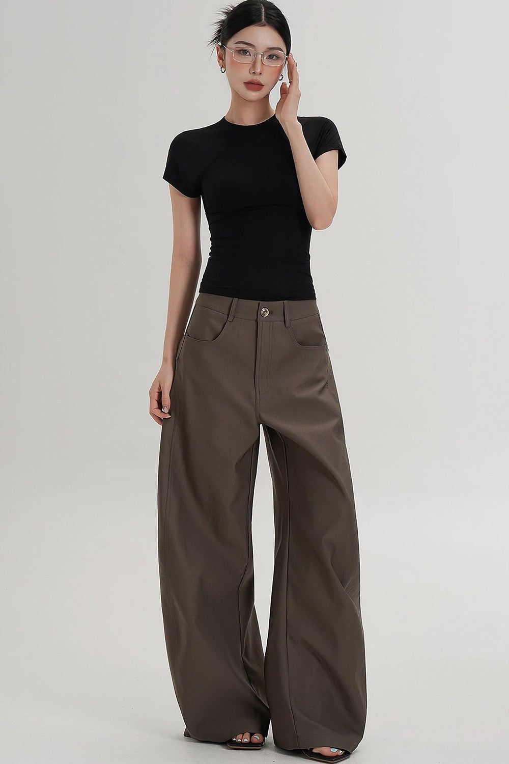 Textured Wide-Leg Scimitar Pants