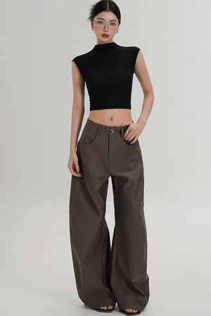 Textured Wide-Leg Scimitar Pants