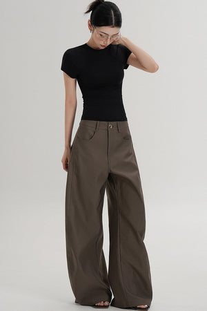 Textured Wide-Leg Scimitar Pants