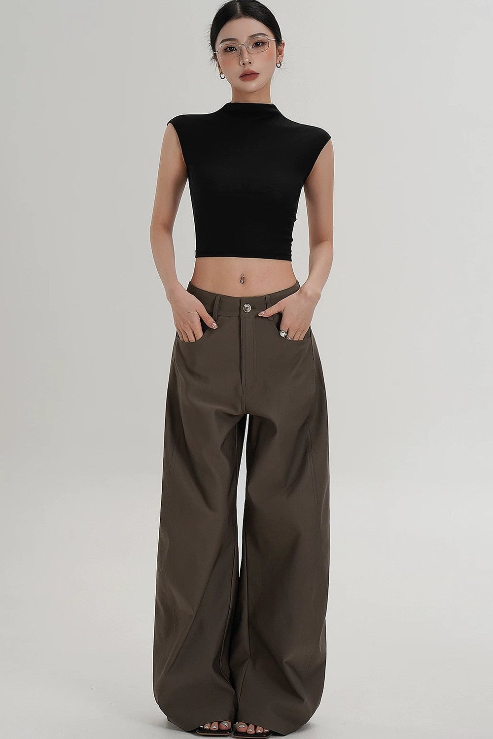 Textured Wide-Leg Scimitar Pants