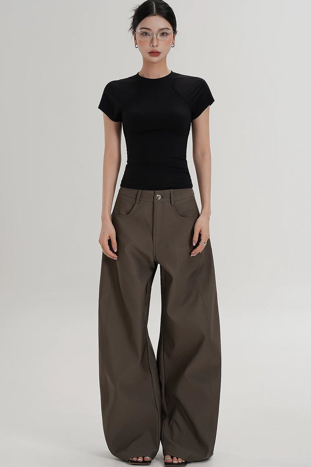 Textured Wide-Leg Scimitar Pants