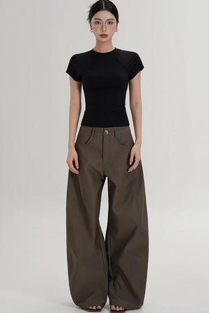 Textured Wide-Leg Scimitar Pants