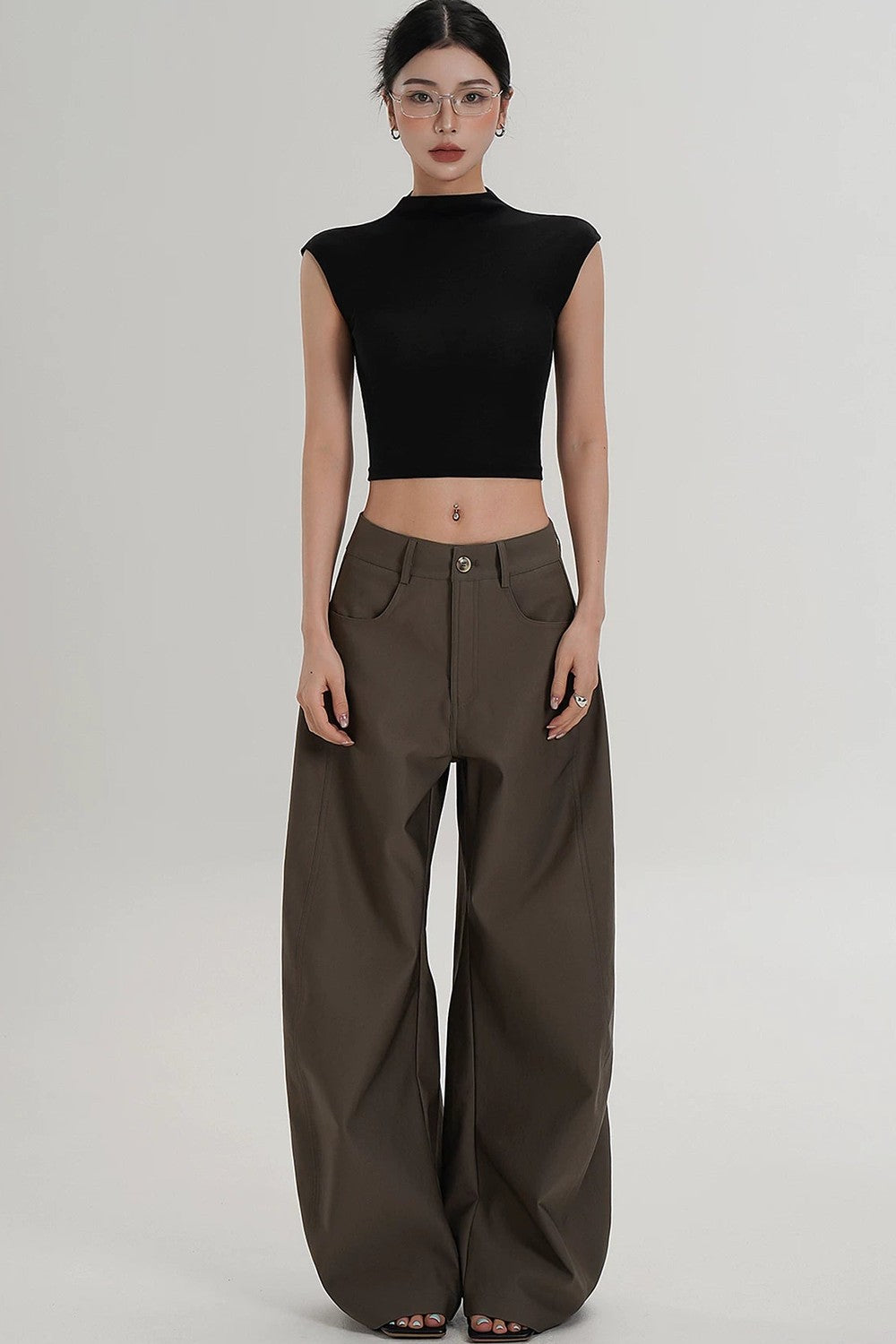 Textured Wide-Leg Scimitar Pants