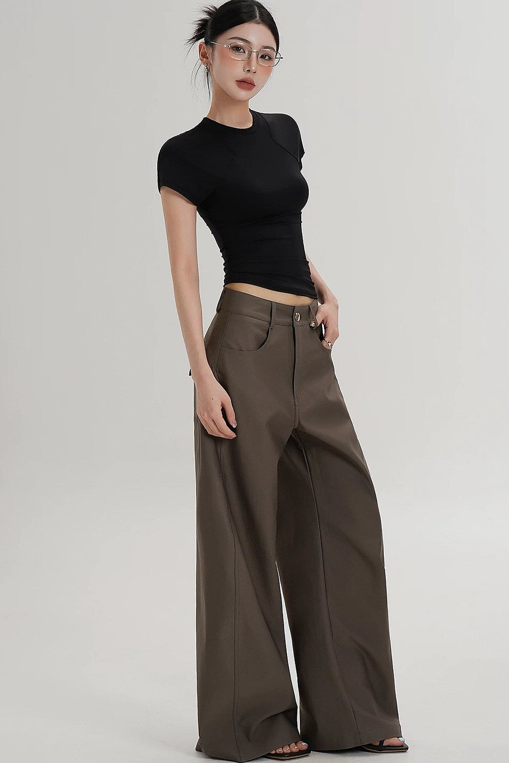 Textured Wide-Leg Scimitar Pants