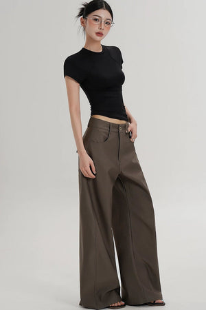 Textured Wide-Leg Scimitar Pants