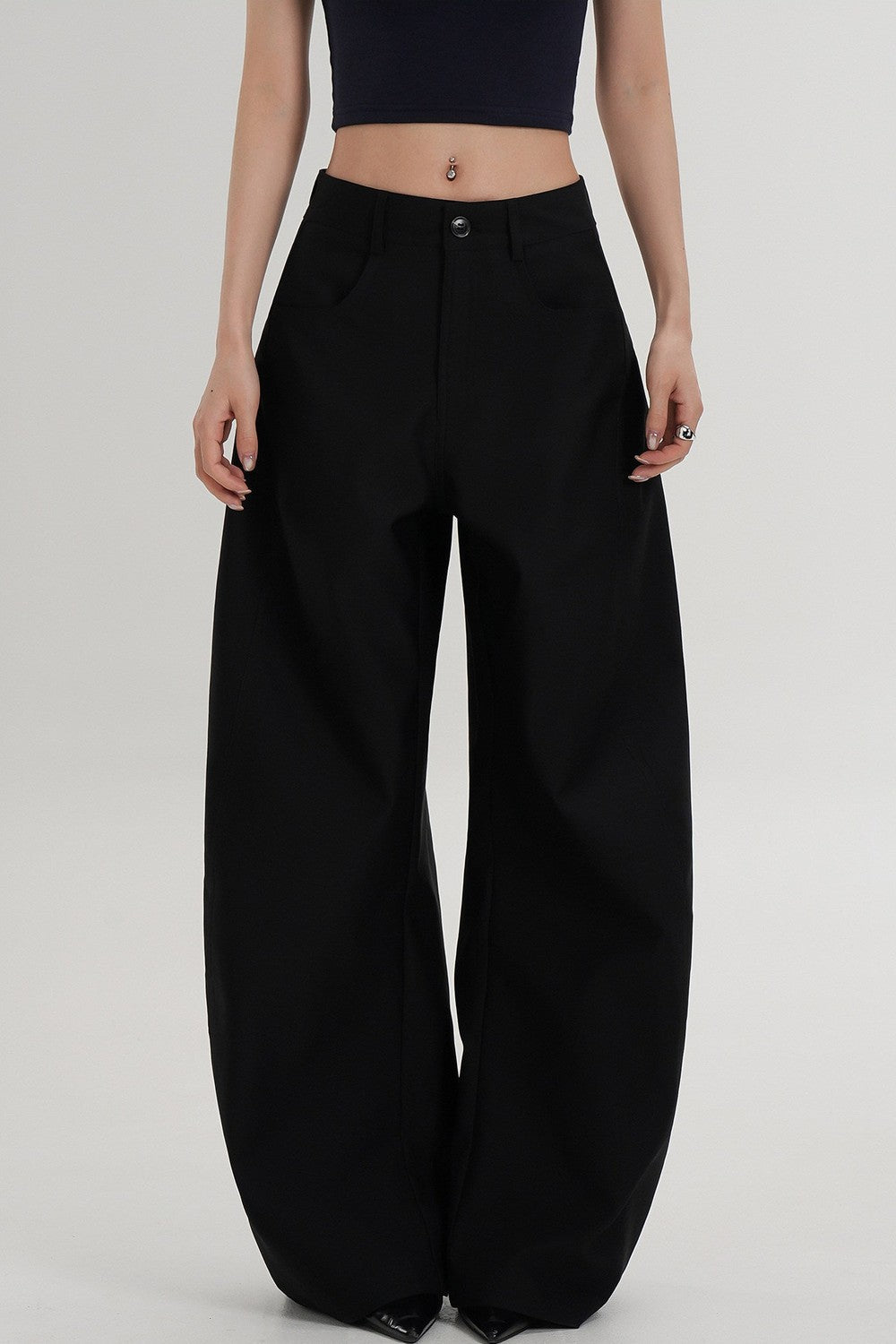 Textured Wide-Leg Scimitar Pants