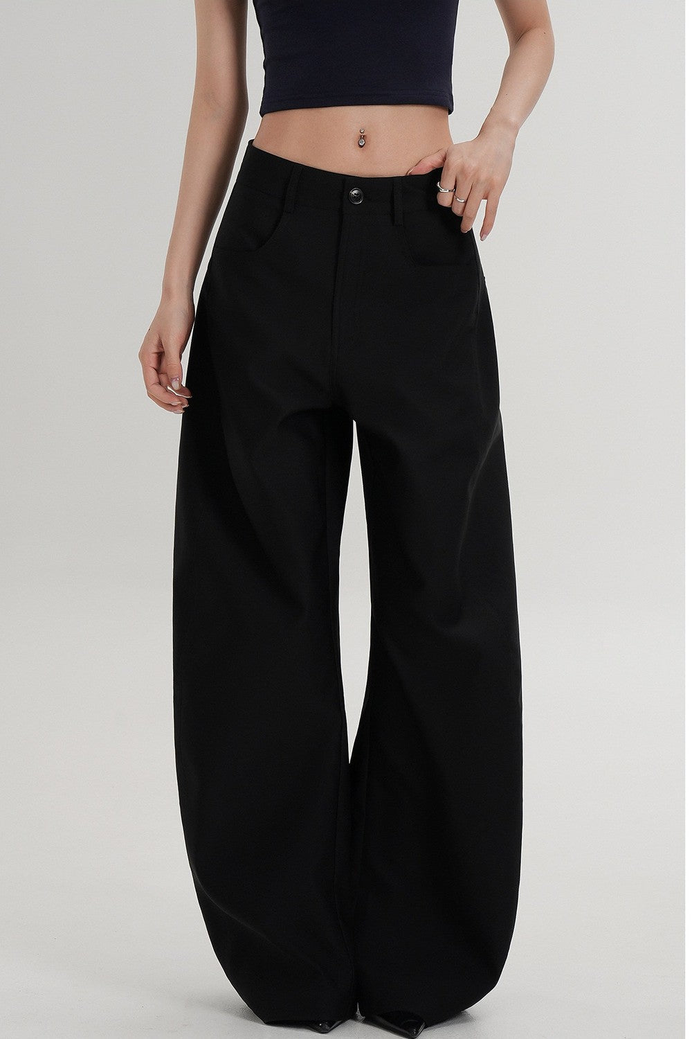 Textured Wide-Leg Scimitar Pants