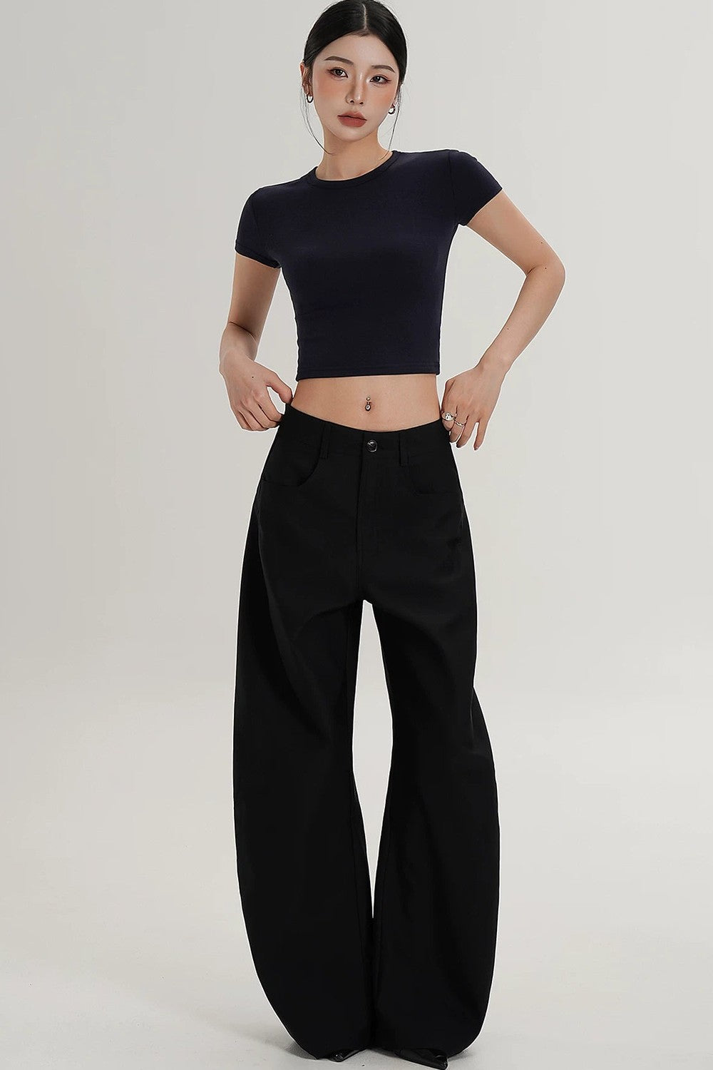 Textured Wide-Leg Scimitar Pants