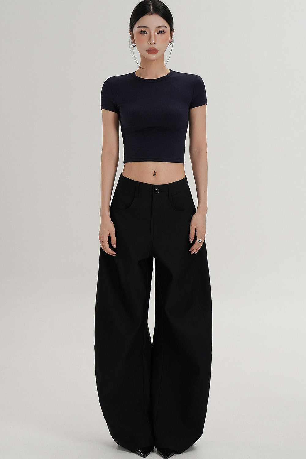 Textured Wide-Leg Scimitar Pants