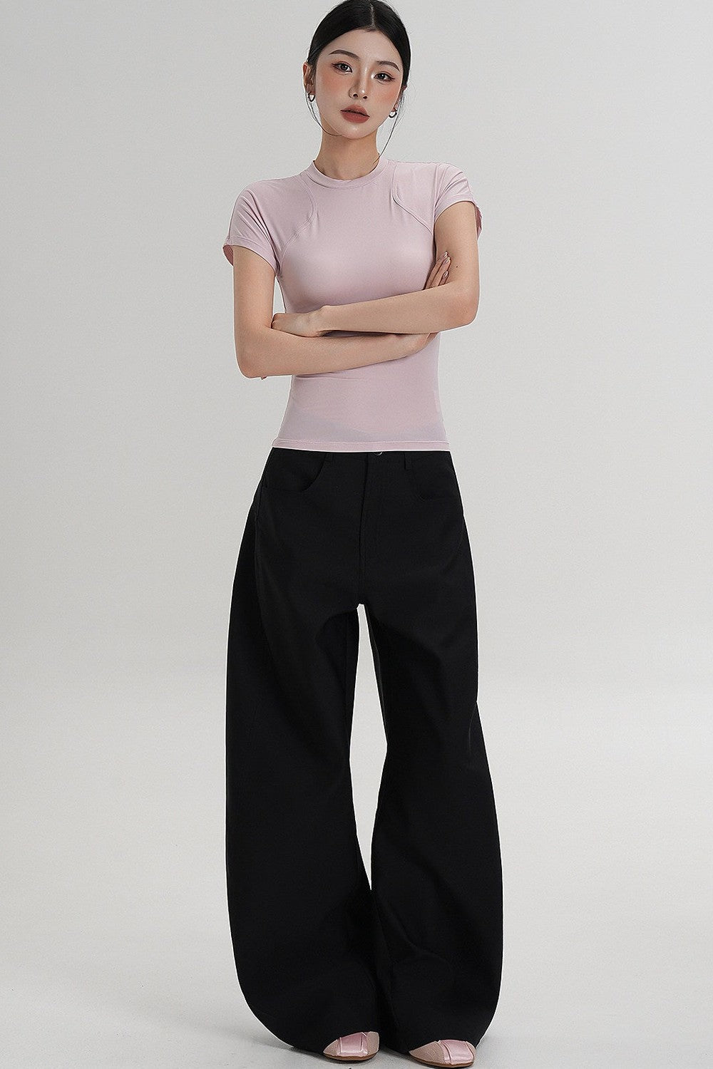 Textured Wide-Leg Scimitar Pants