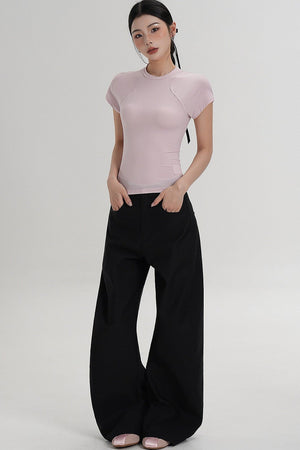 Textured Wide-Leg Scimitar Pants