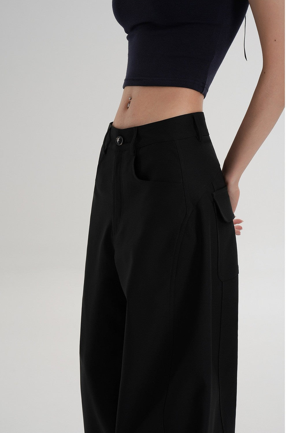 Textured Wide-Leg Scimitar Pants