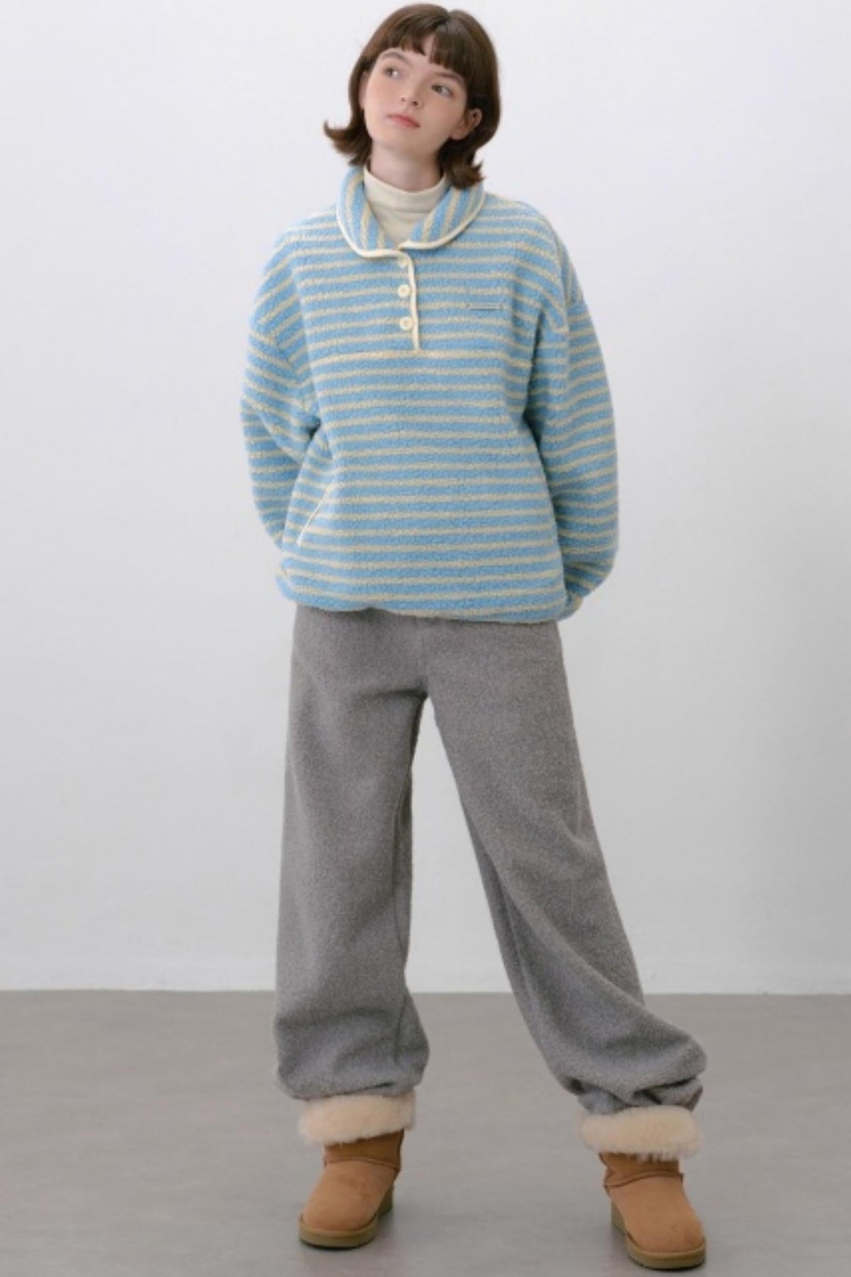 Thick Lambswool Straight-Leg Pants