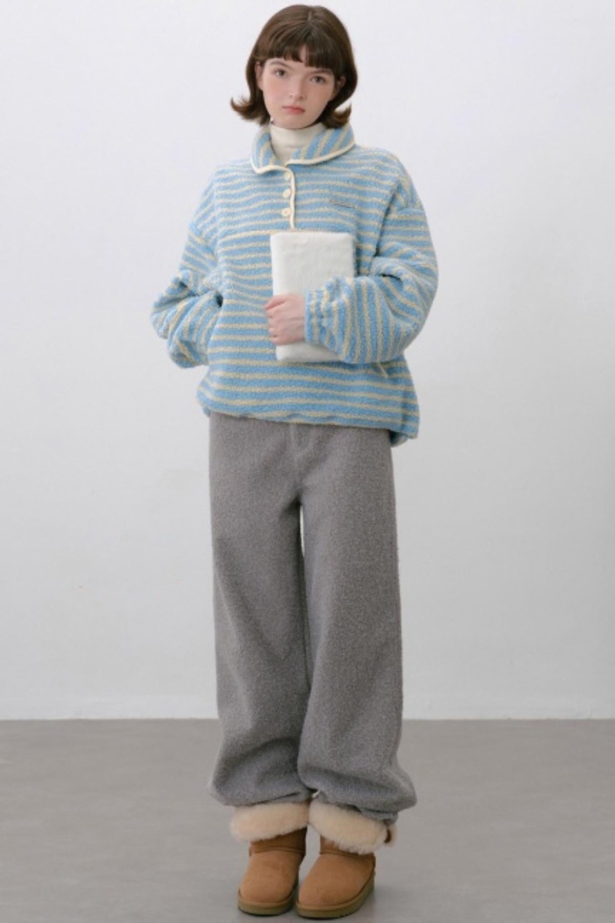 Thick Lambswool Straight-Leg Pants