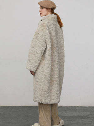 Thick mid length fur integrated coat