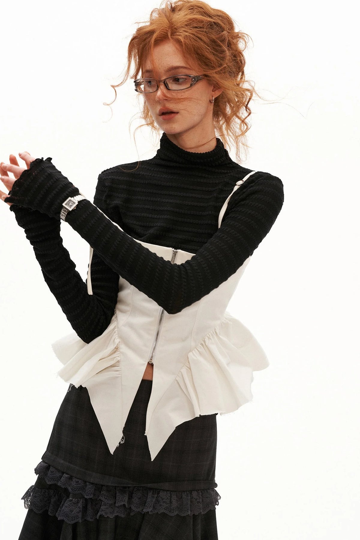 Thickened Twill Raw Edge Fishbone Camisole
