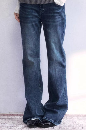 Thin Language Washed Denim Pants
