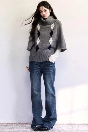 Thin Language Washed Denim Pants